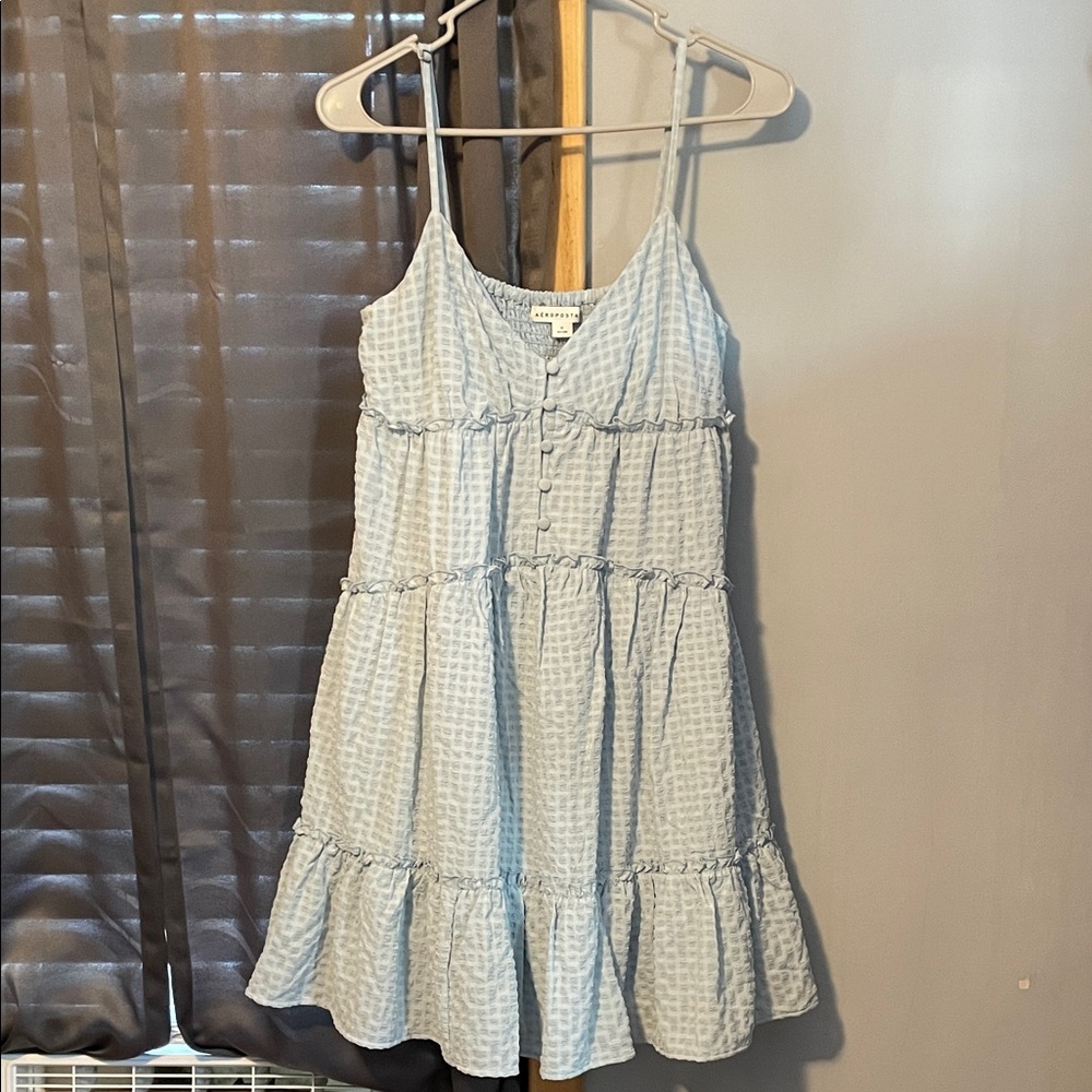 Aeropostale Sky Blue Tiered Midi Dress